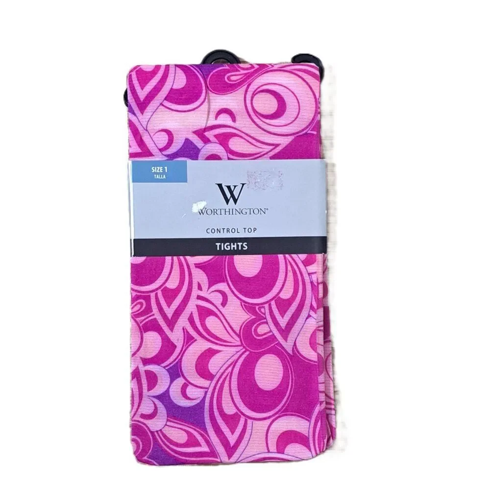 Worthington Women's Control Top Thighs Pink , Purple, Multi Floral Hippie Sz 1